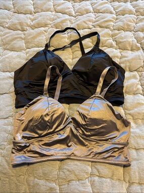 Women’s Satin Bralette Pack - Black & Grey